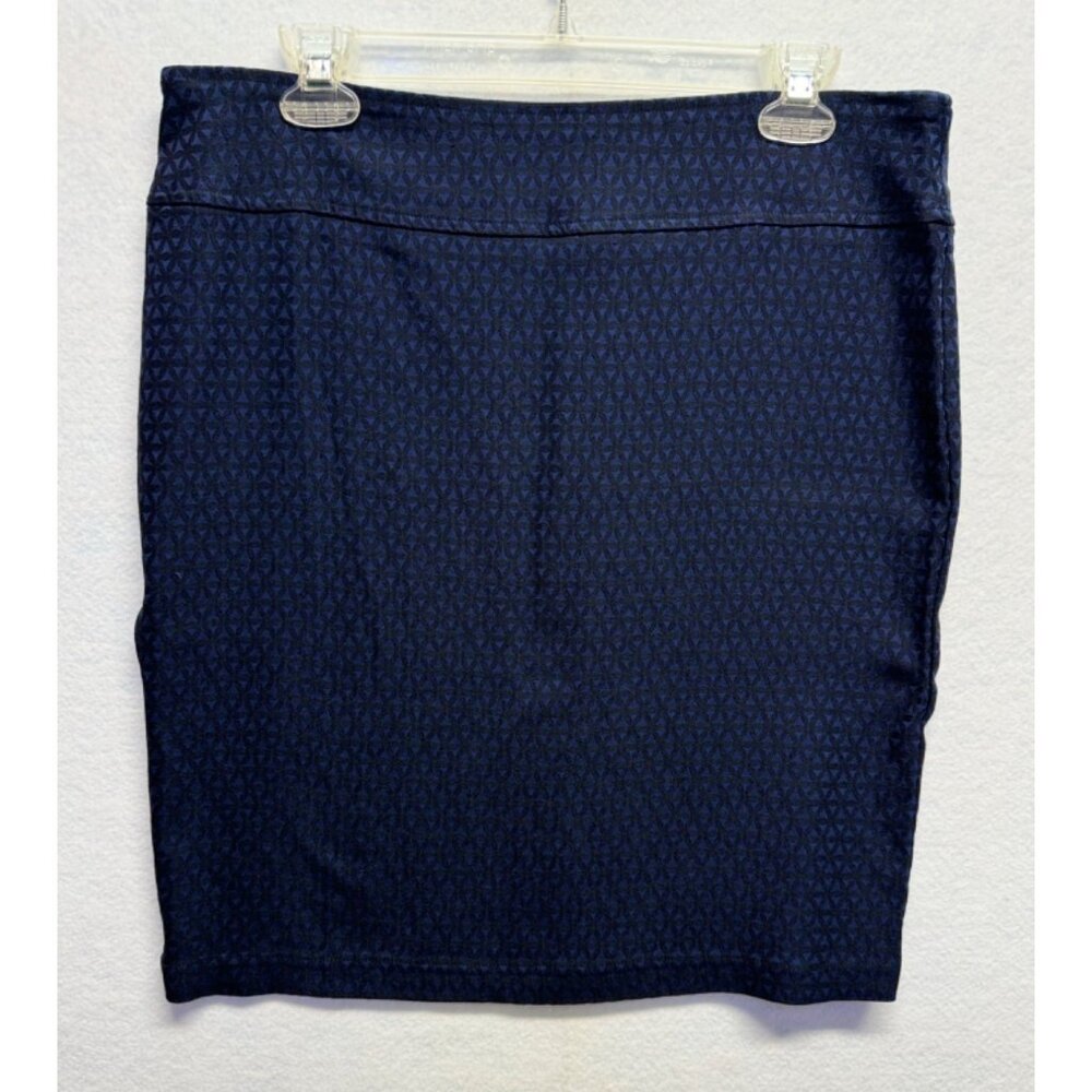 Soho Apparel LTD Blue and Black Pull On Pencil Skirt Stretch Size Large